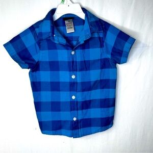 Little Rebels Boys Toddlers Blue Checkered Kids Shirt Size 3T